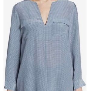 Joie Marlo Dot Silk top in bluish gray color